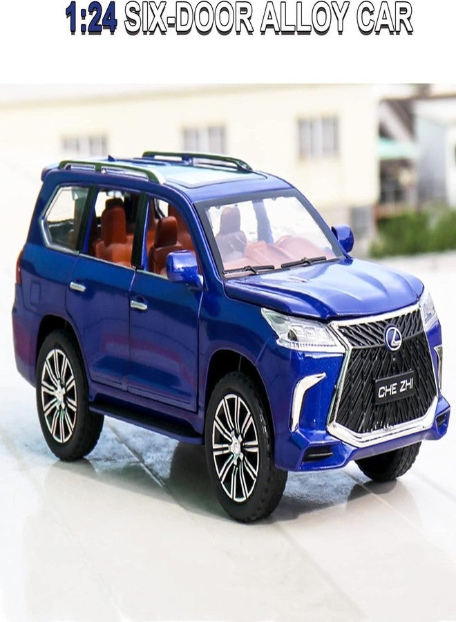 PEZYOX Exclusive Alloy Metal Pull Back Die-cast Car Model with Sound Light Mini Auto Toy for Kids Metal Model Toy Car with Sound and Light (1.24 Scale Lexus LS570-BLUE) - Image 3